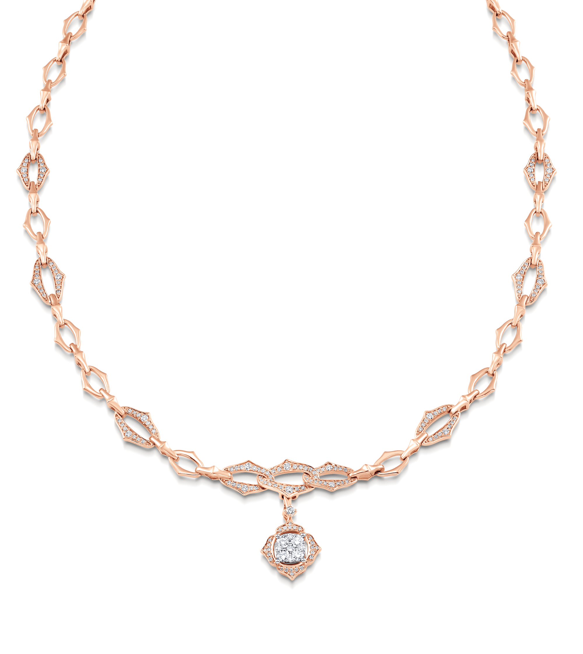 Lucia Leela Gold Link Diamond Pendant Necklace