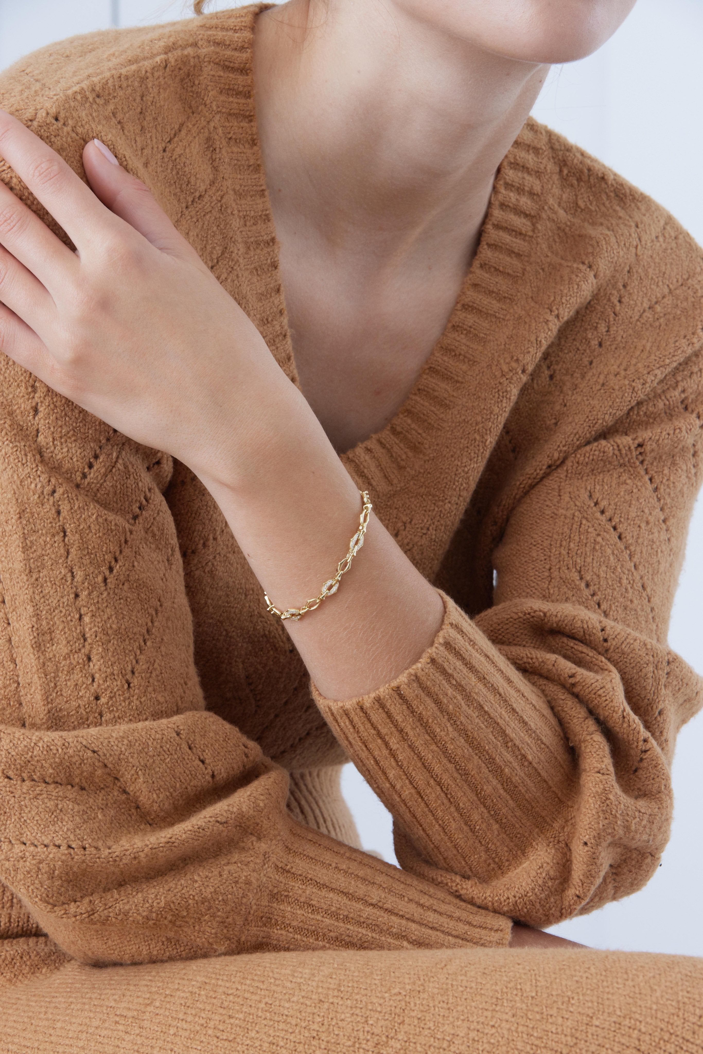 Lucia Chain & Pave Diamond Bracelet