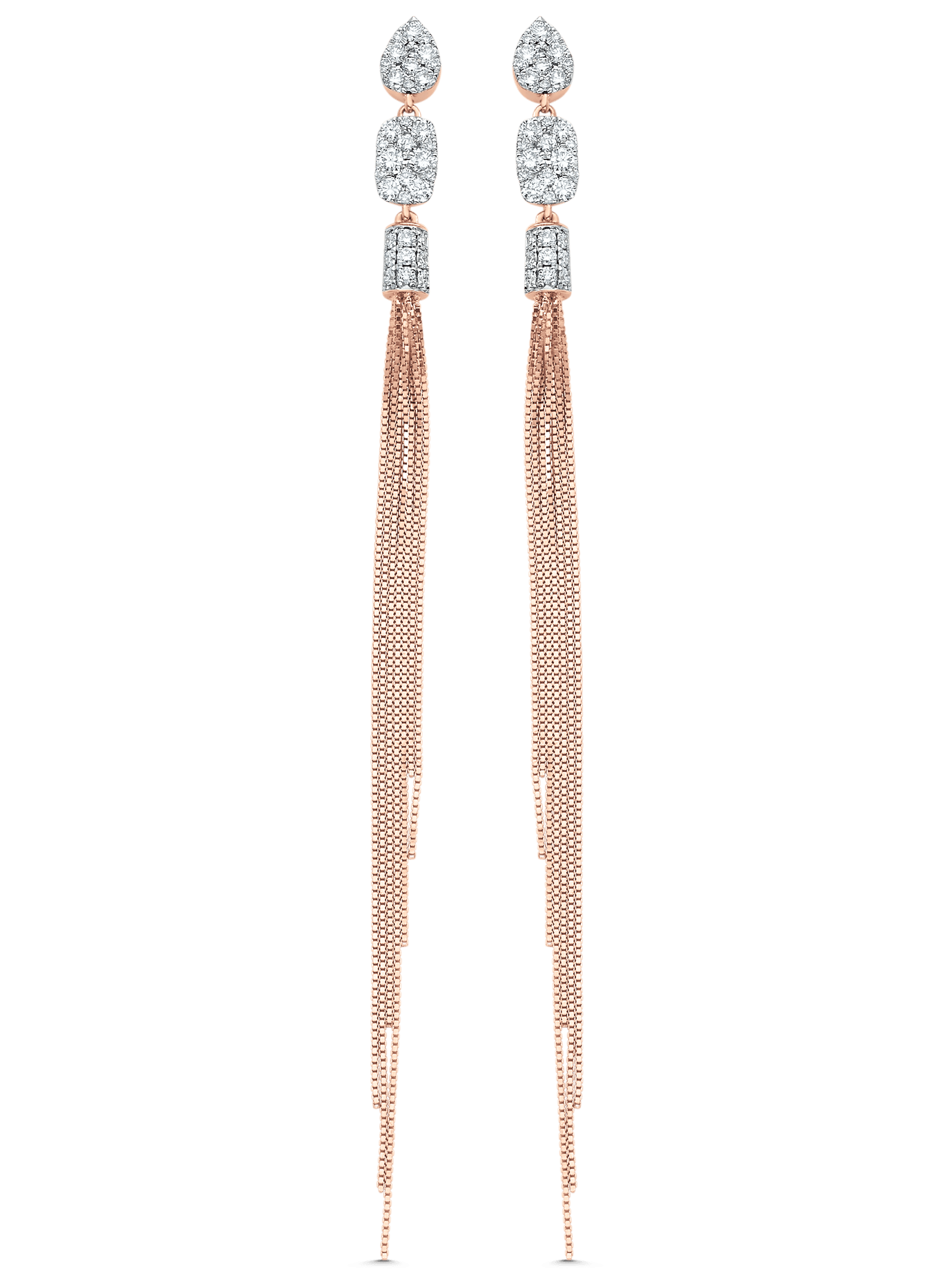 Nappa Pear Cushion Gold Tassel Earrings