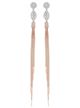 Nappa Round Marquise Gold Tassel Earrings