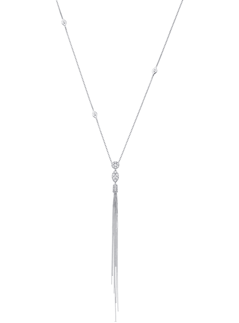 Nappa Diamond Cluster Tassel Necklace
