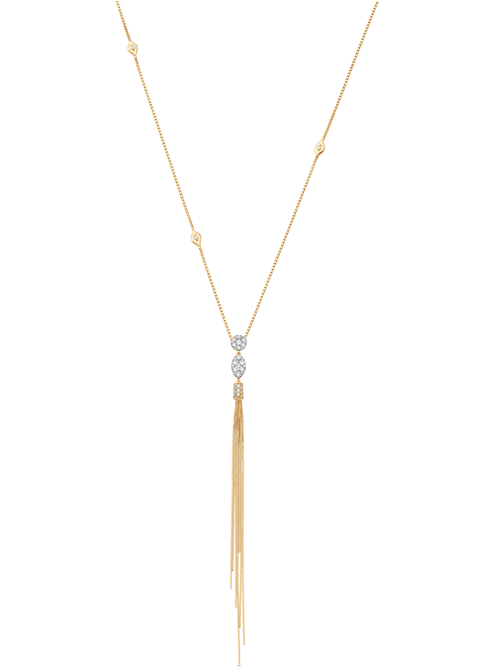 Nappa Diamond Cluster Tassel Necklace