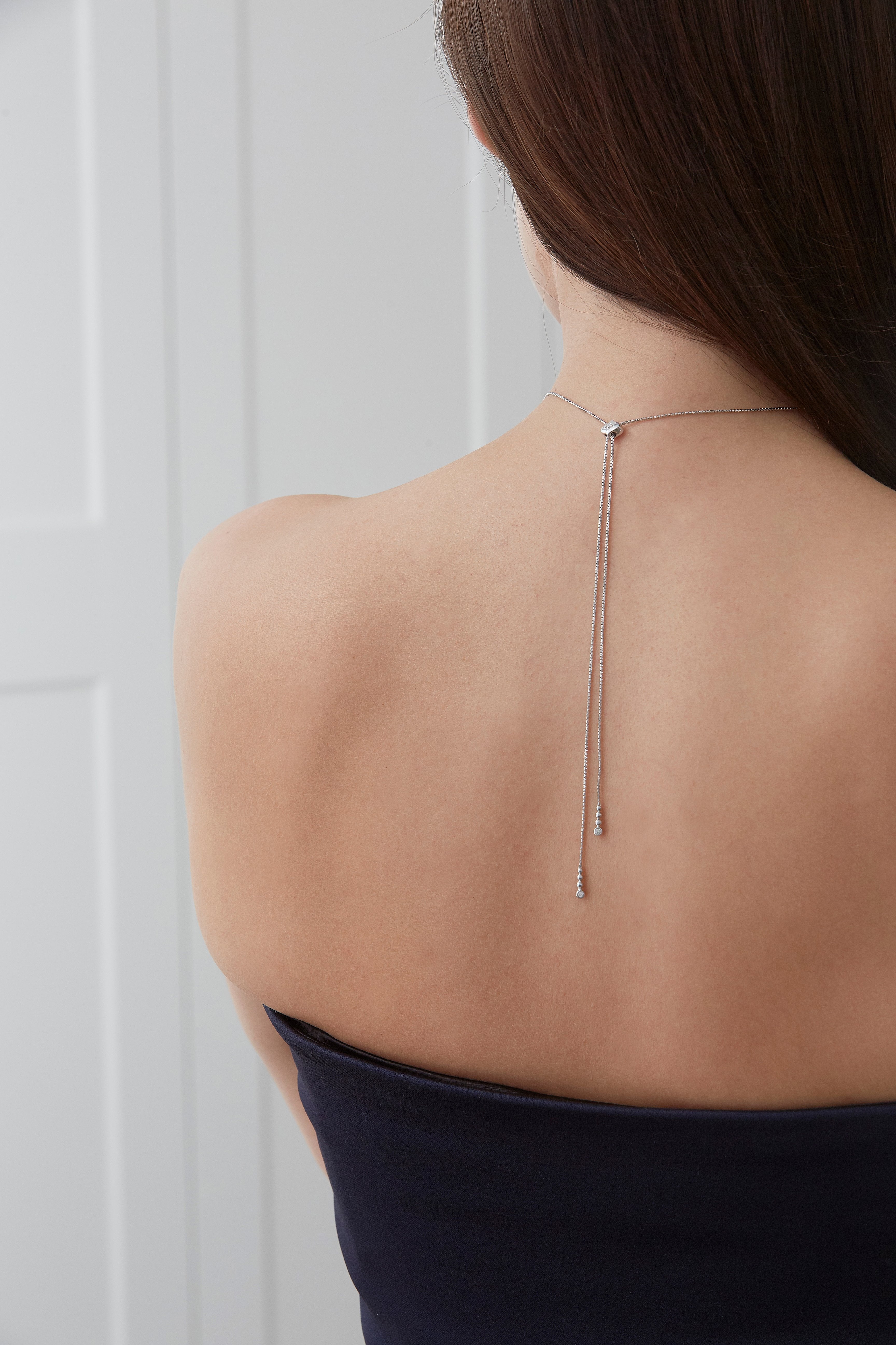 Purity Pear Diamond Bolo Necklace