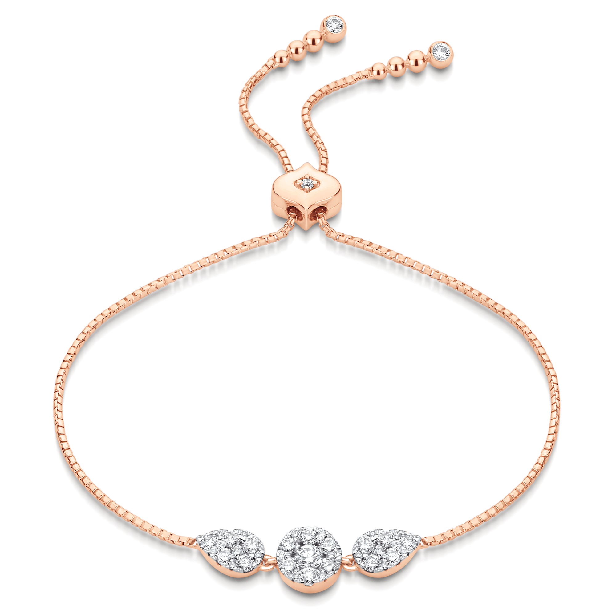 Reverie Round & Pear Diamond Bolo Bracelet