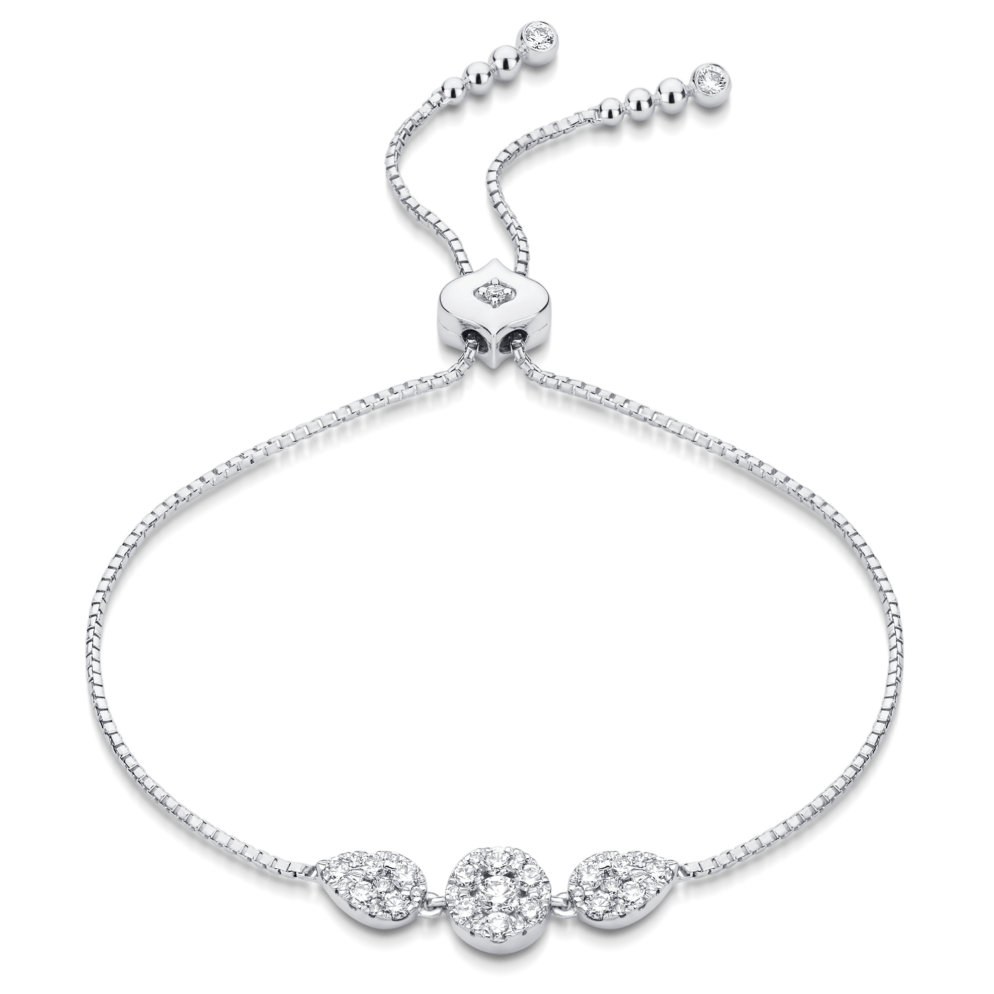 Reverie Round & Pear Diamond Bolo Bracelet