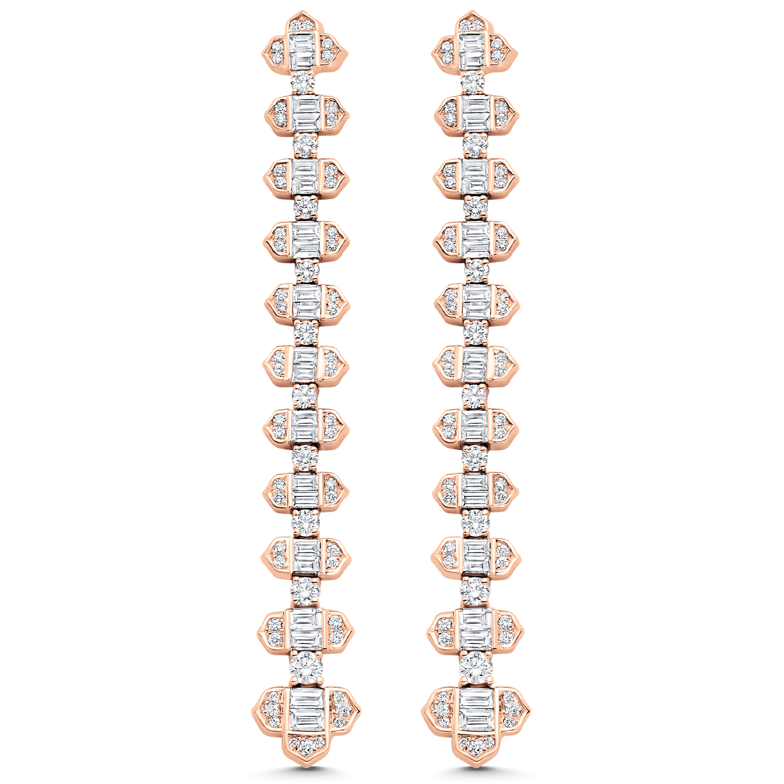 Taj Baguette Horizontal Diamond Drop Earrings