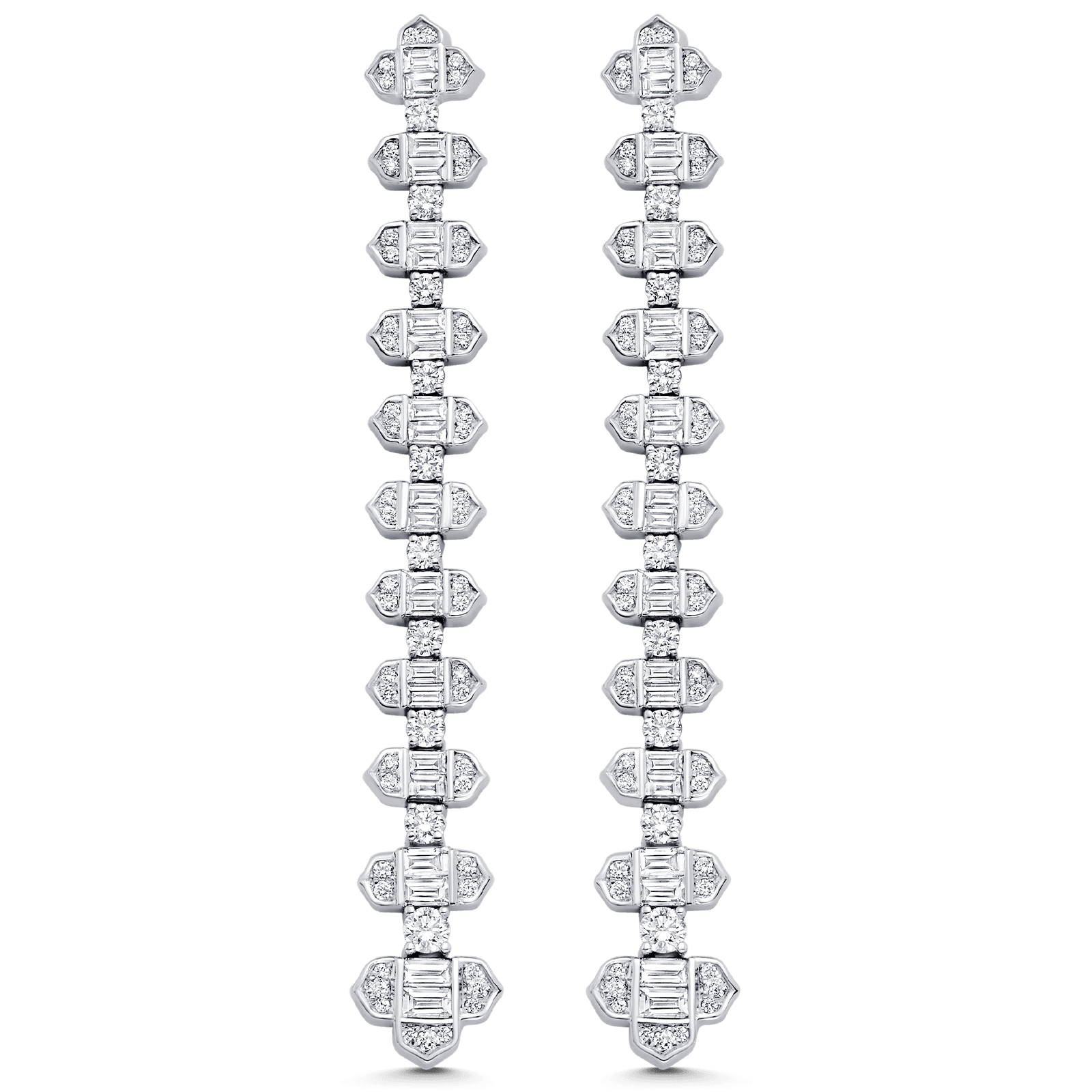 Taj Baguette Horizontal Diamond Drop Earrings