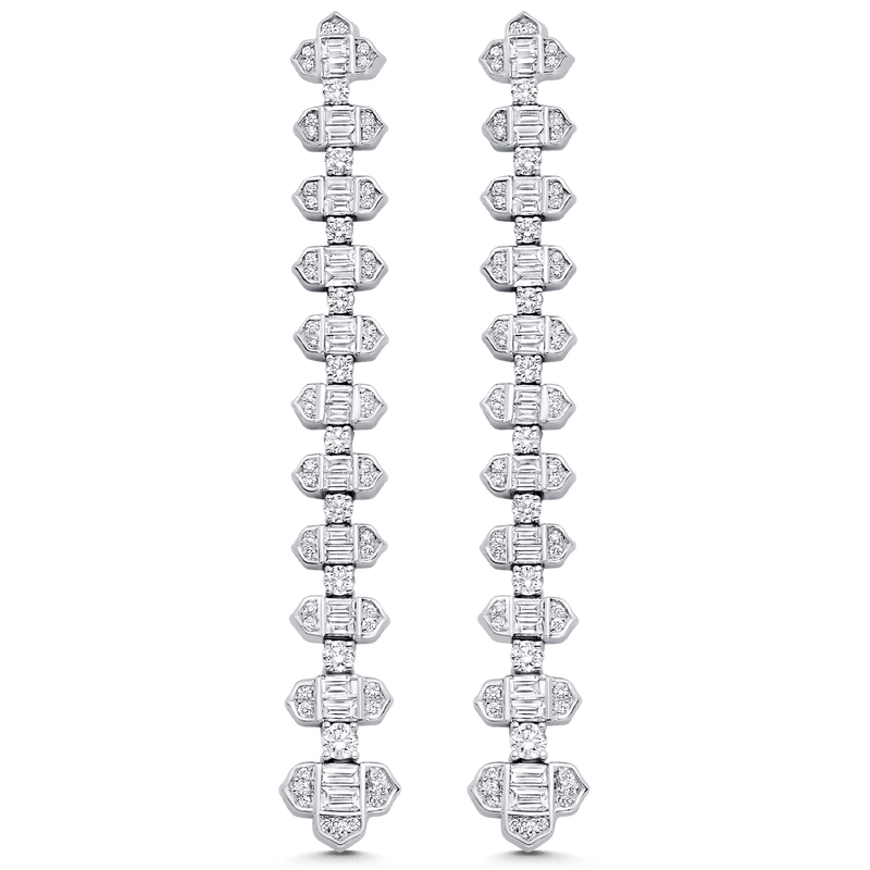 Taj Baguette Horizontal Diamond Drop Earrings