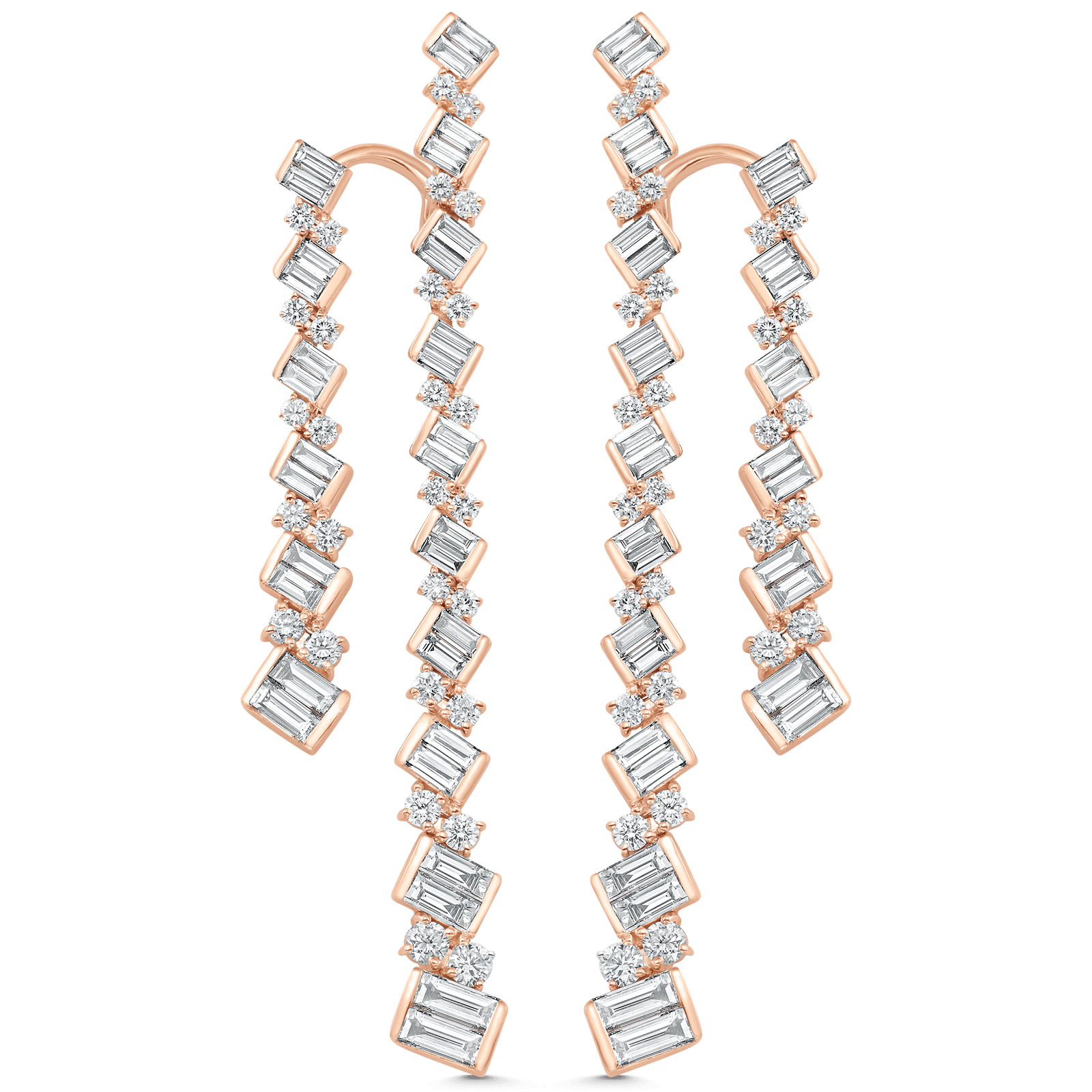 Taj Baguette Braided Diamond Drop Earrings