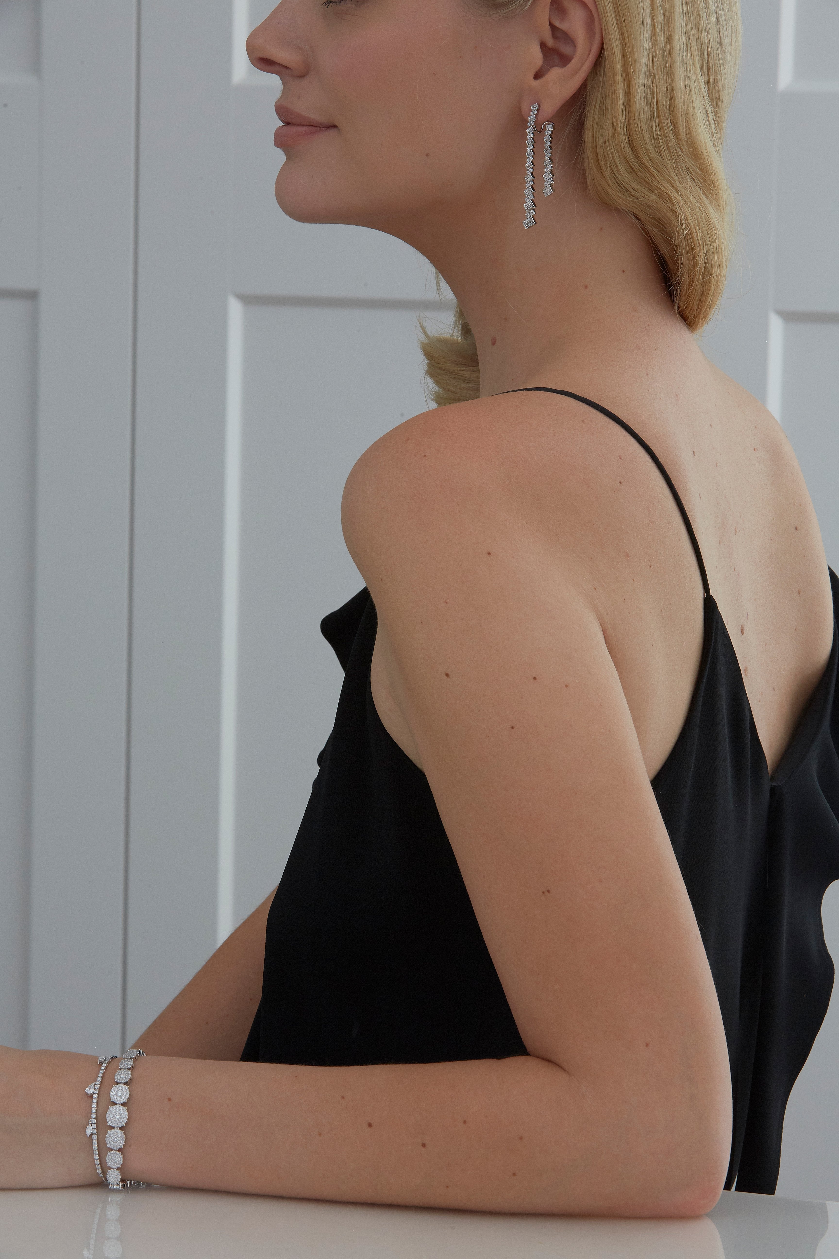 Taj Baguette Braided Diamond Drop Earrings