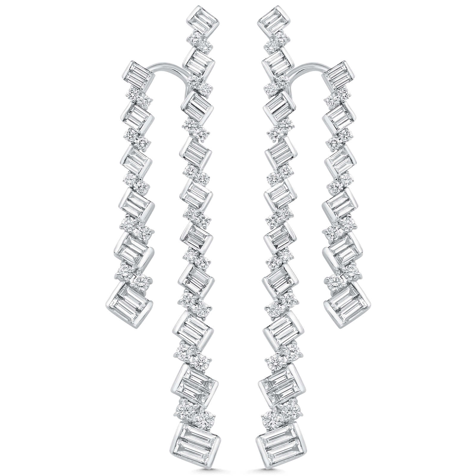 Taj Baguette Braided Diamond Drop Earrings