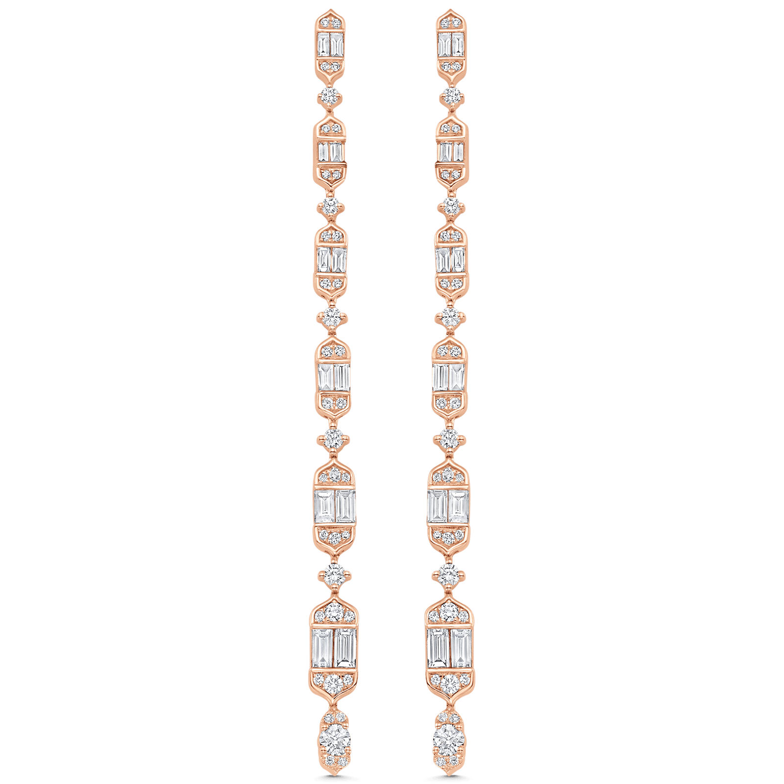 Taj Baguette Vertical Diamond Drop Earrings