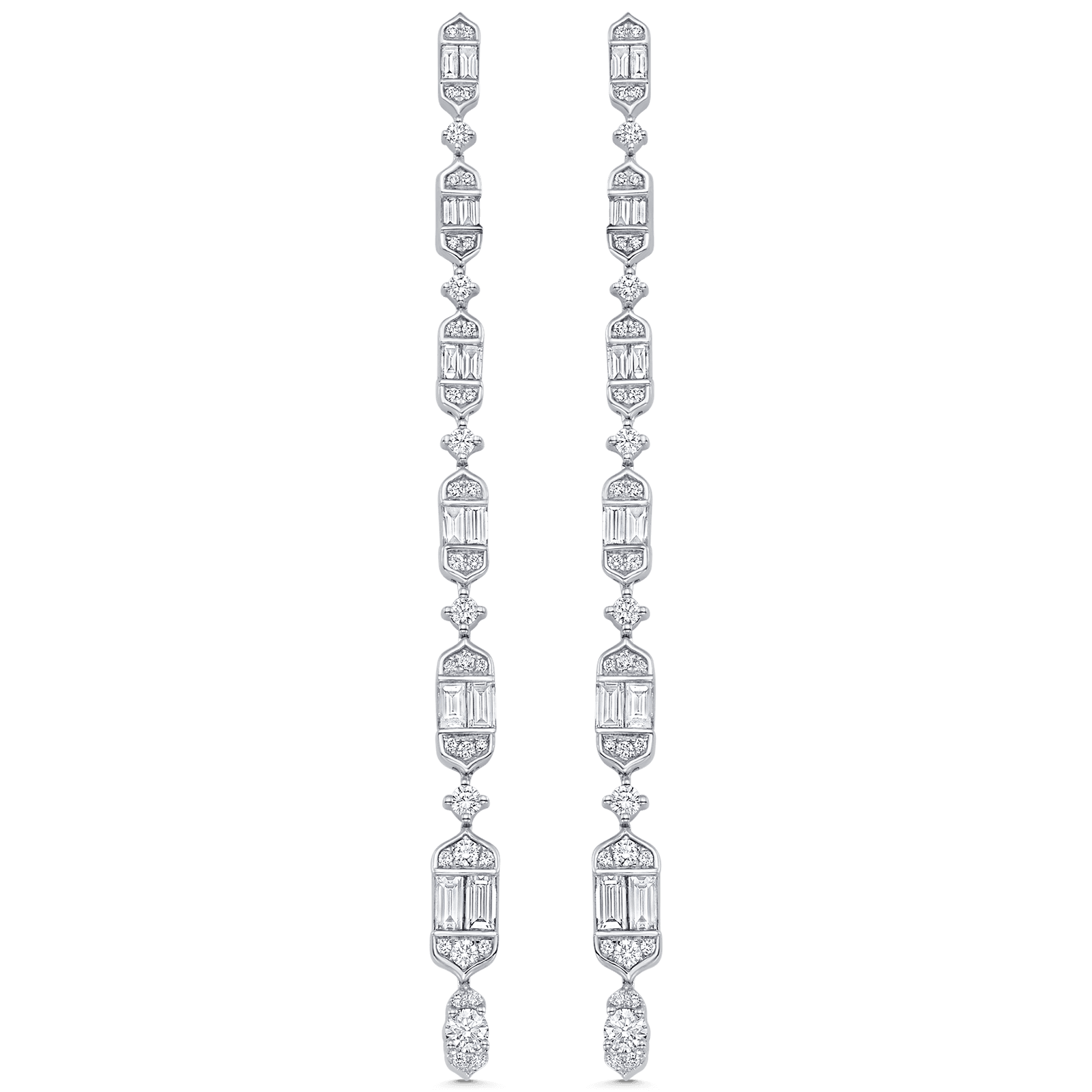 Taj Baguette Vertical Diamond Drop Earrings