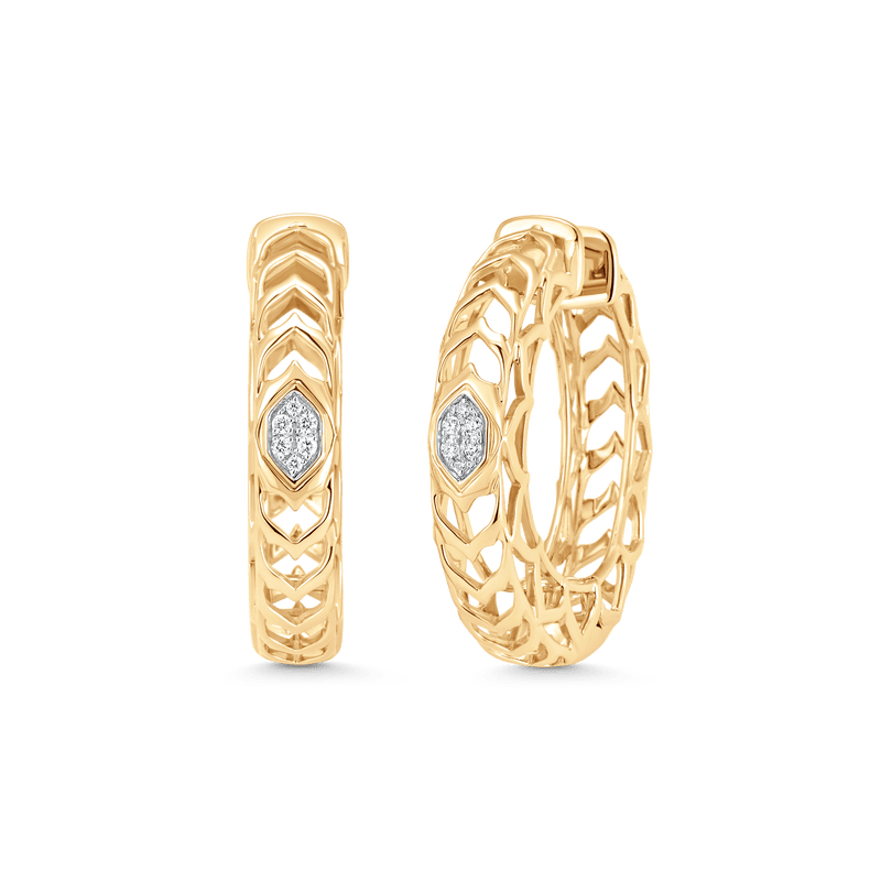 Dentelle Gold and Diamond Cluster Hoops - Sara Weinstock Fine Jewelry