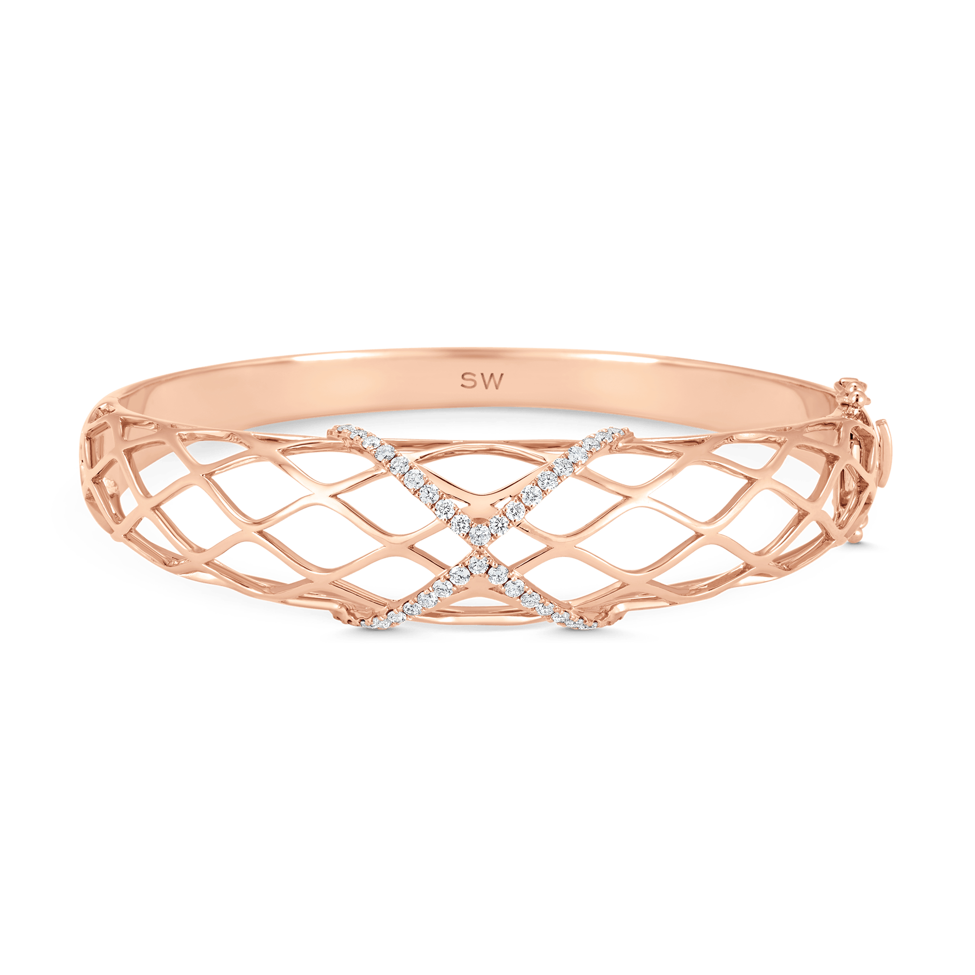 Dentelle Gold and Diamond Wave Bangle - Sara Weinstock Fine Jewelry