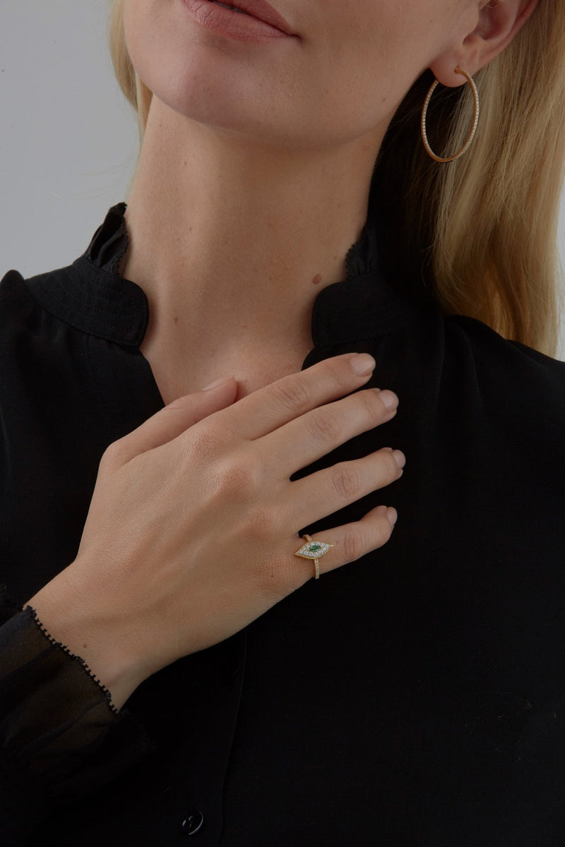 Donna Emerald Petite Marquis Ring - Sara Weinstock Fine Jewelry