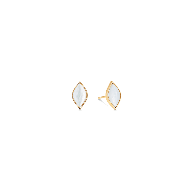Donna Mother of Pearl and Gold Diamond Stud Earrings - Sara Weinstock Fine Jewelry