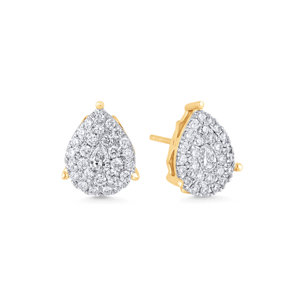 Illusion Large Pear Diamond Cluster Studs - Sara Weinstock Fine Jewelry