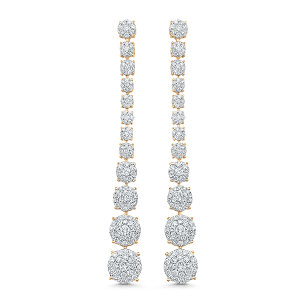 Illusion Round Diamond Cluster Drop Earrings - Sara Weinstock Fine Jewelry