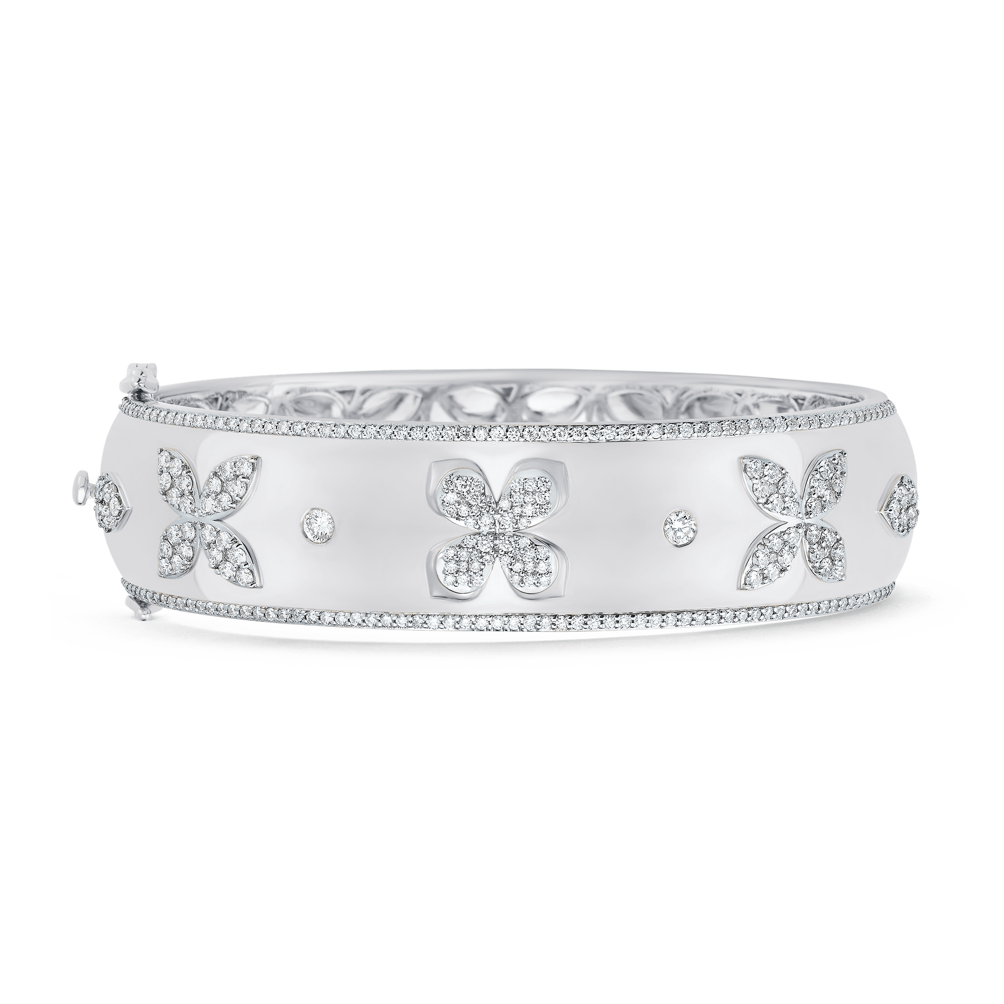 Lierre Gold and Diamond Petal and Marquise Cluster Cigar Bangle - Sara Weinstock Fine Jewelry