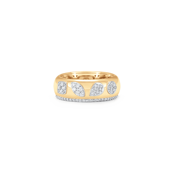 Lierre Yellow Gold White Diamond 4 Reverie Clusters Cigar Ring - Sara Weinstock Fine Jewelry