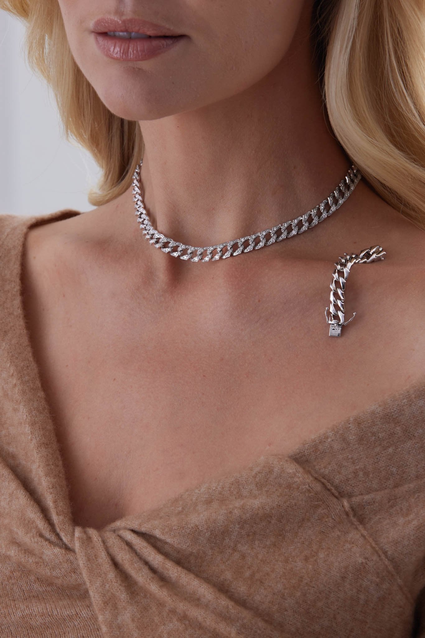 Lucia Pave Diamond Link Necklace - Sara Weinstock Fine Jewelry