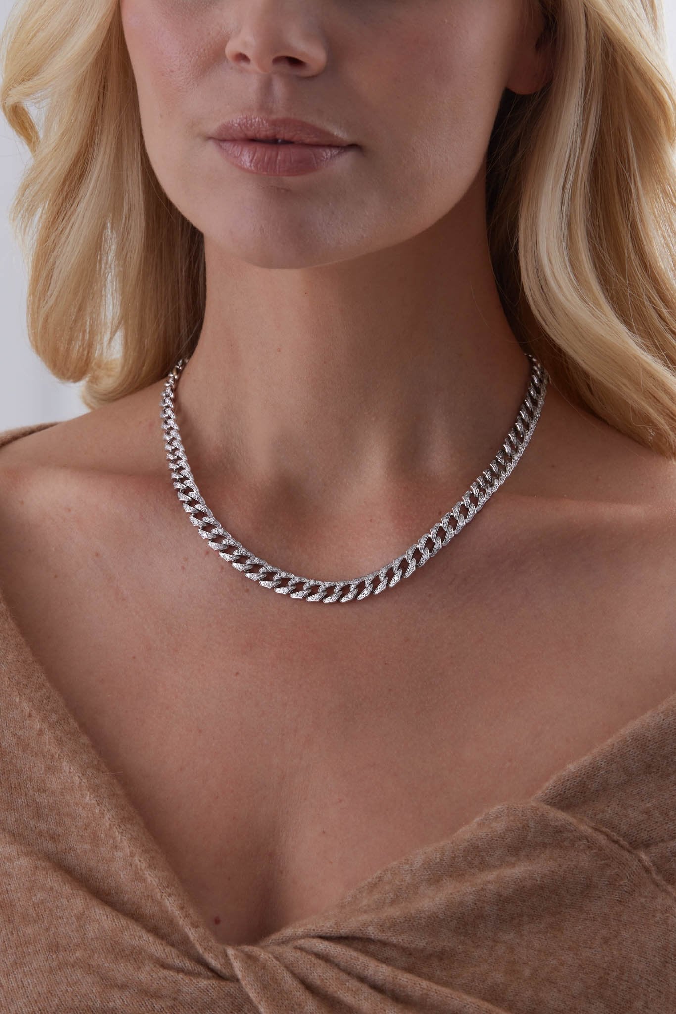 Lucia Pave Diamond Link Necklace - Sara Weinstock Fine Jewelry