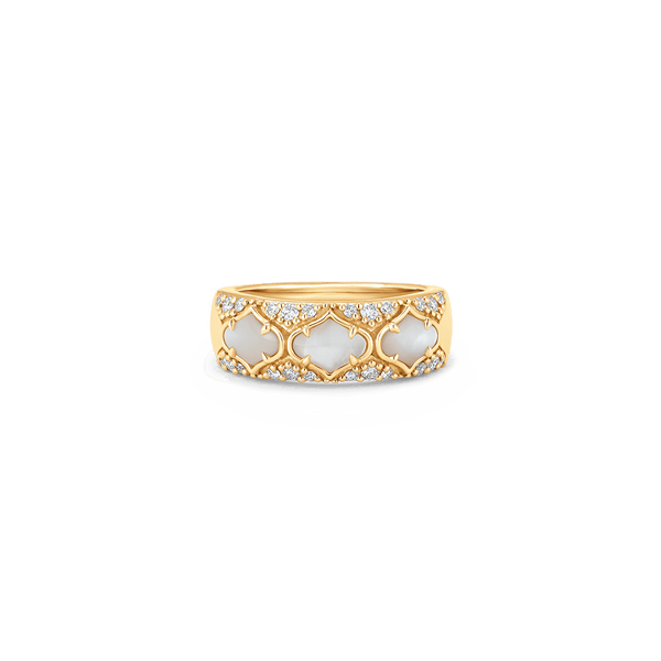 Lucia Yellow Gold Mother of Pearl Thick Ring - Sara Weinstock Fine Jewelry