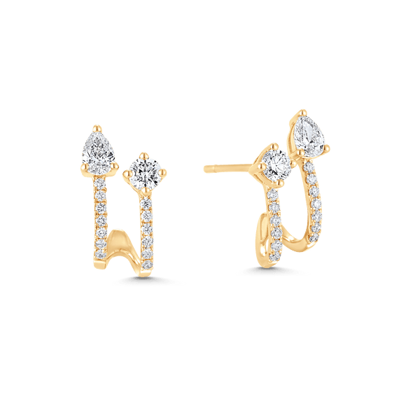 Purity Pear Diamond Cluster Hoop Huggie Earrings - Sara Weinstock Fine Jewelry