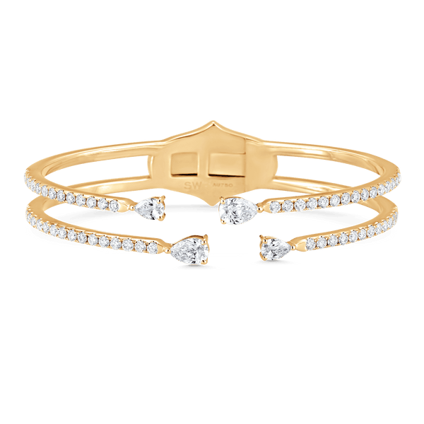 Purity Pear Diamond Cuff Bangle - Sara Weinstock Fine Jewelry