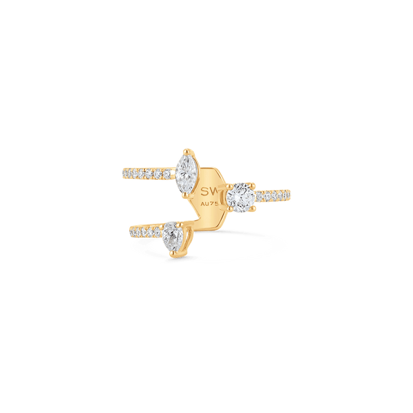 Purity Round Pear & Marquise Diamond Open Ring - Sara Weinstock Fine Jewelry