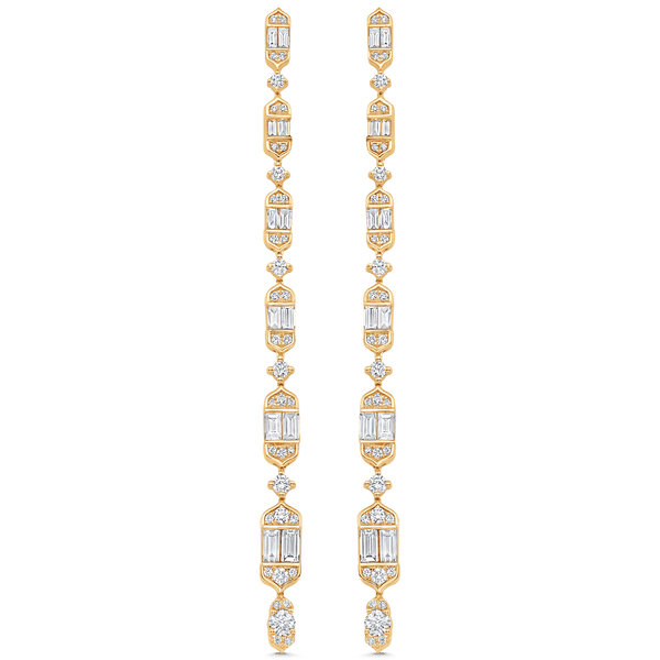 Taj Baguette Vertical Diamond Drop Earrings - Sara Weinstock Fine Jewelry