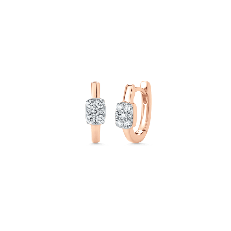 Unity Reverie Gold and Diamond Cushion Huggie Earrings - Sara Weinstock Fine Jewelry