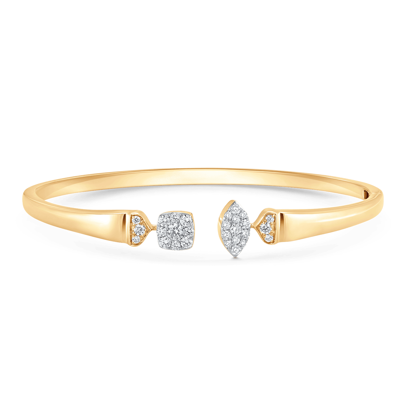 Unity Reverie Gold and Marquise and Cushion Diamond Bangle Cuff - Sara Weinstock Fine Jewelry