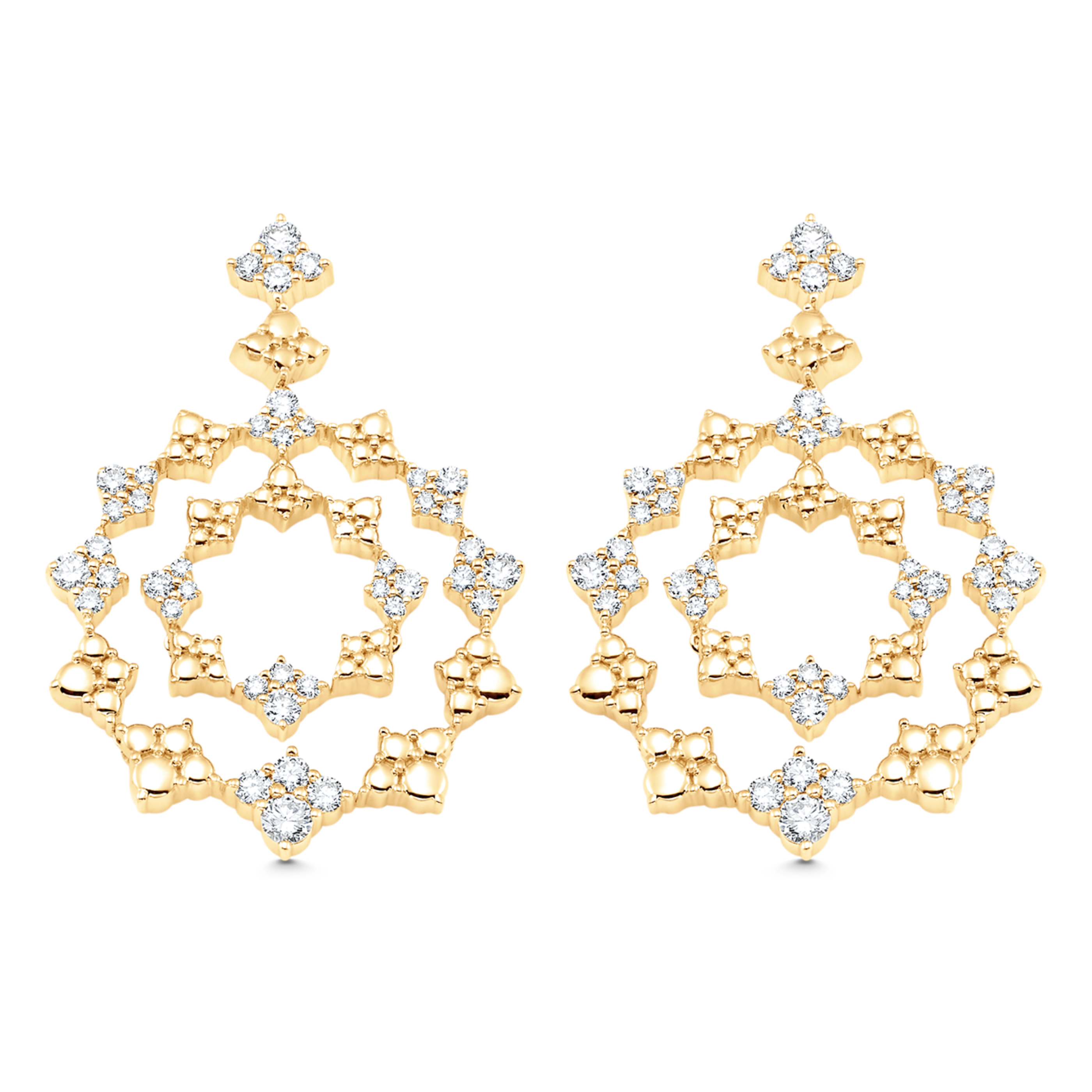 Dujour Couture Gold Partial & Solid Diamond Round Drop Earring