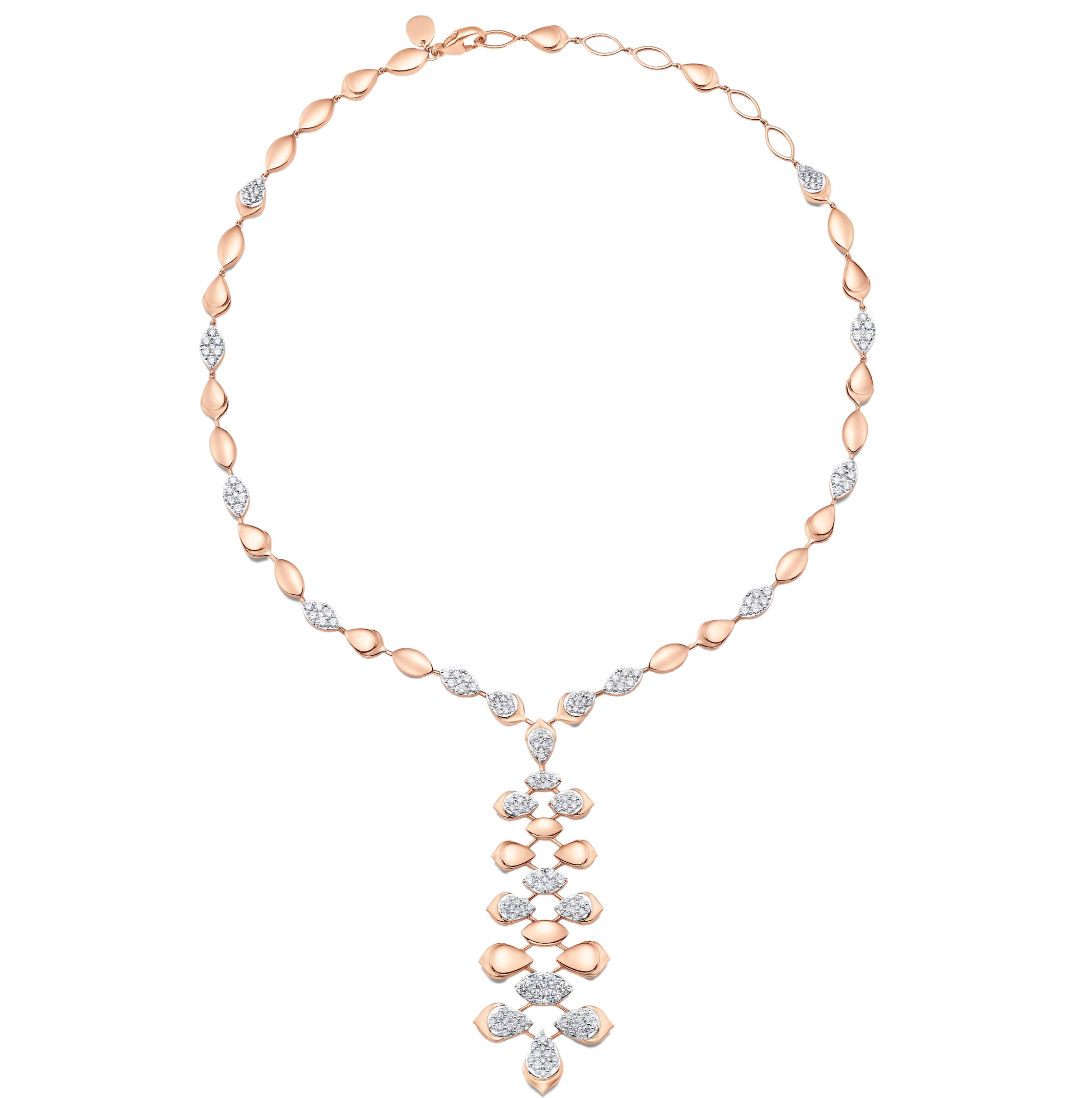 Lierre Gold and Diamond Partial Pear and Marquise Drop Necklace