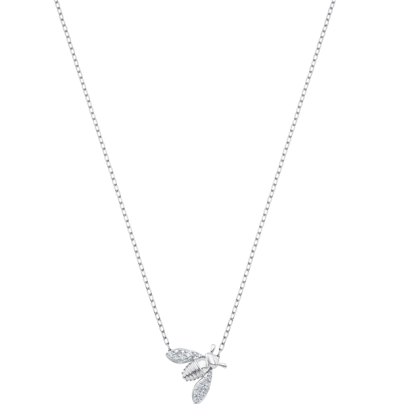Simply Silver Polished Bee Pendant Necklace, Silver at John Lewis & Partners