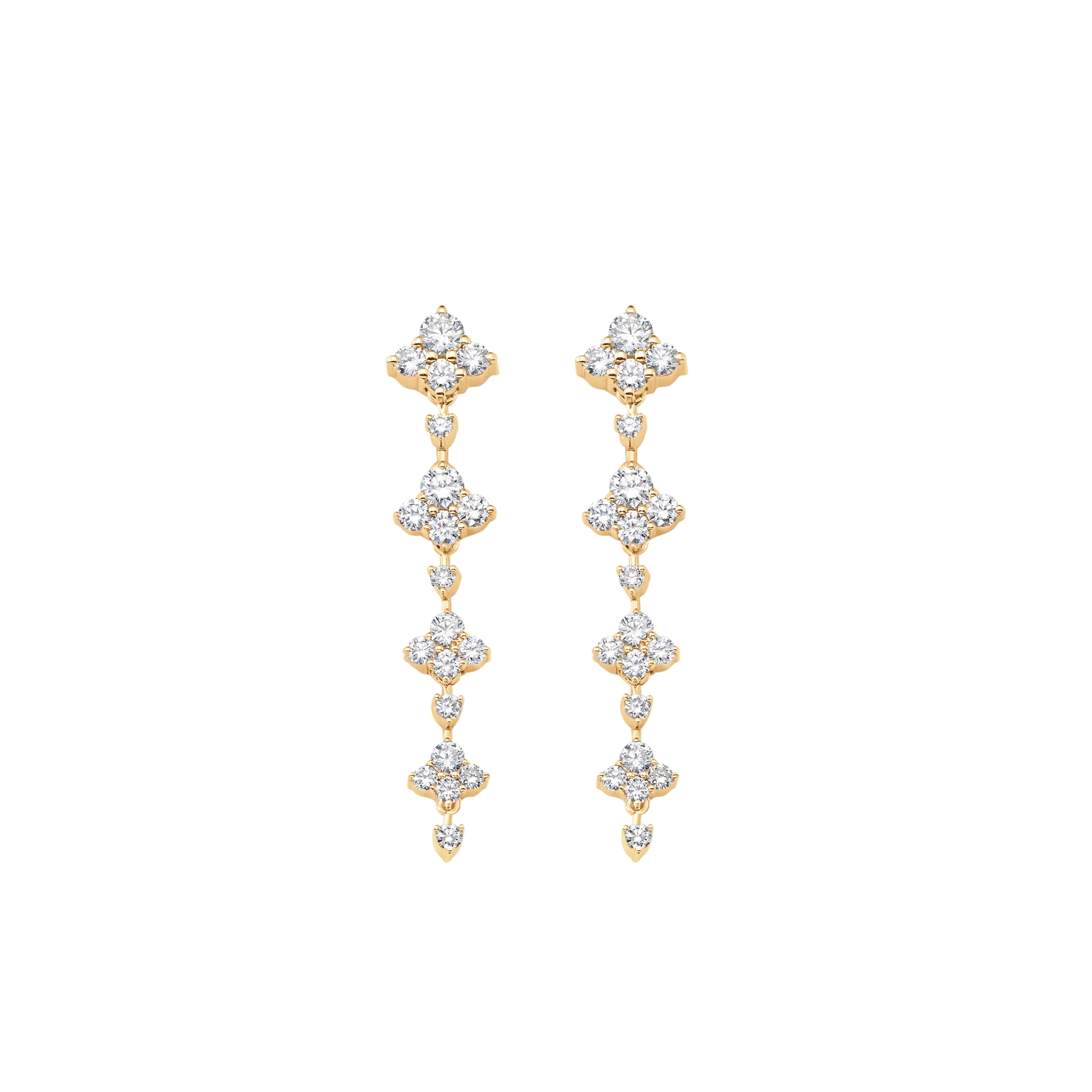 Dujour Gold and Diamond Full Four Diamond Dangle Earrings