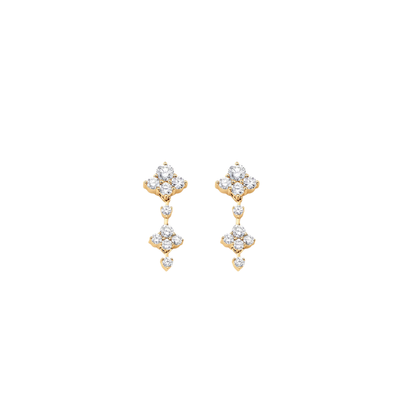 Dujour Gold and Diamond Full Two Diamond Dangle Earrings