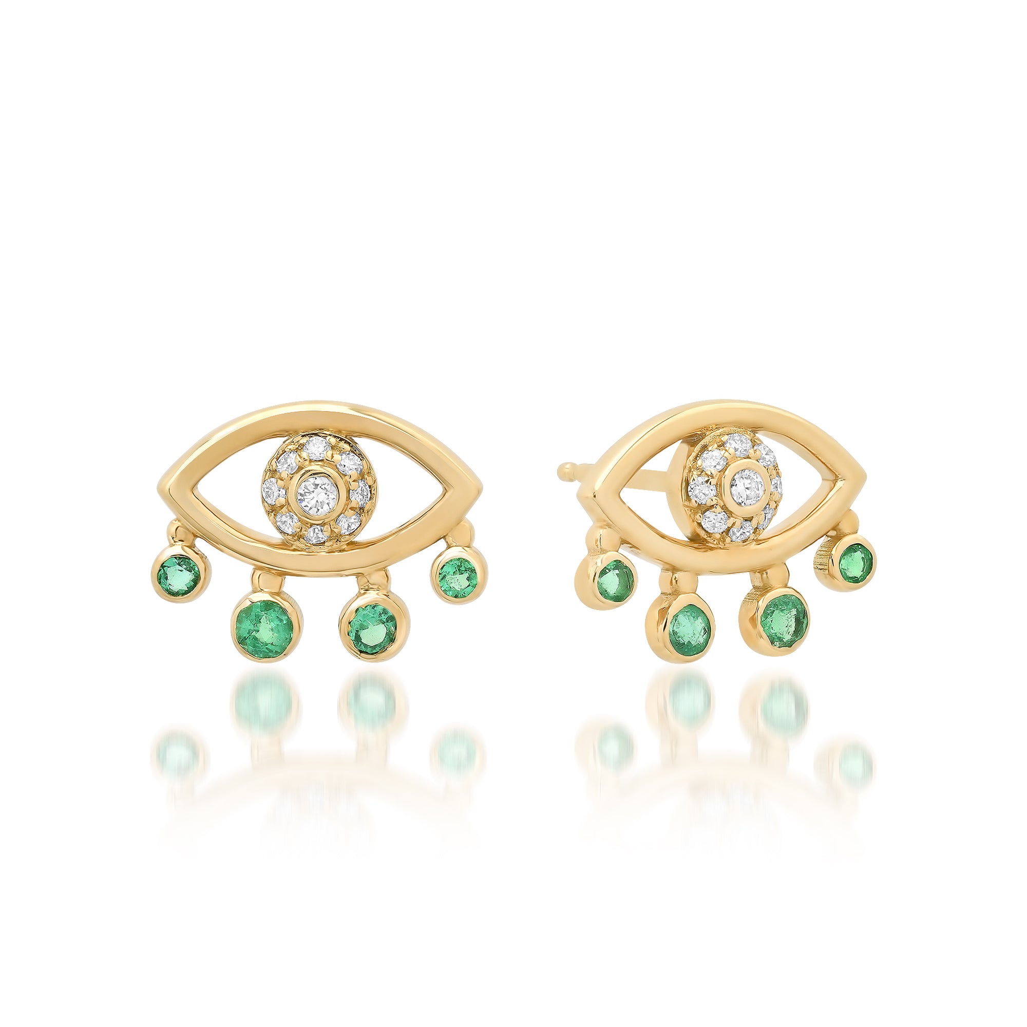 Lierre Gold and Diamond Pear Flower Petite Solid Studs