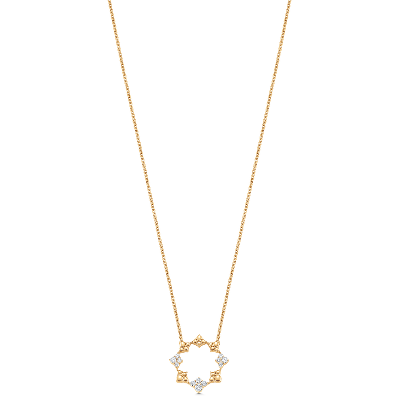 Dujour Gold Partial and Solid Diamond Cluster Pendant Necklace
