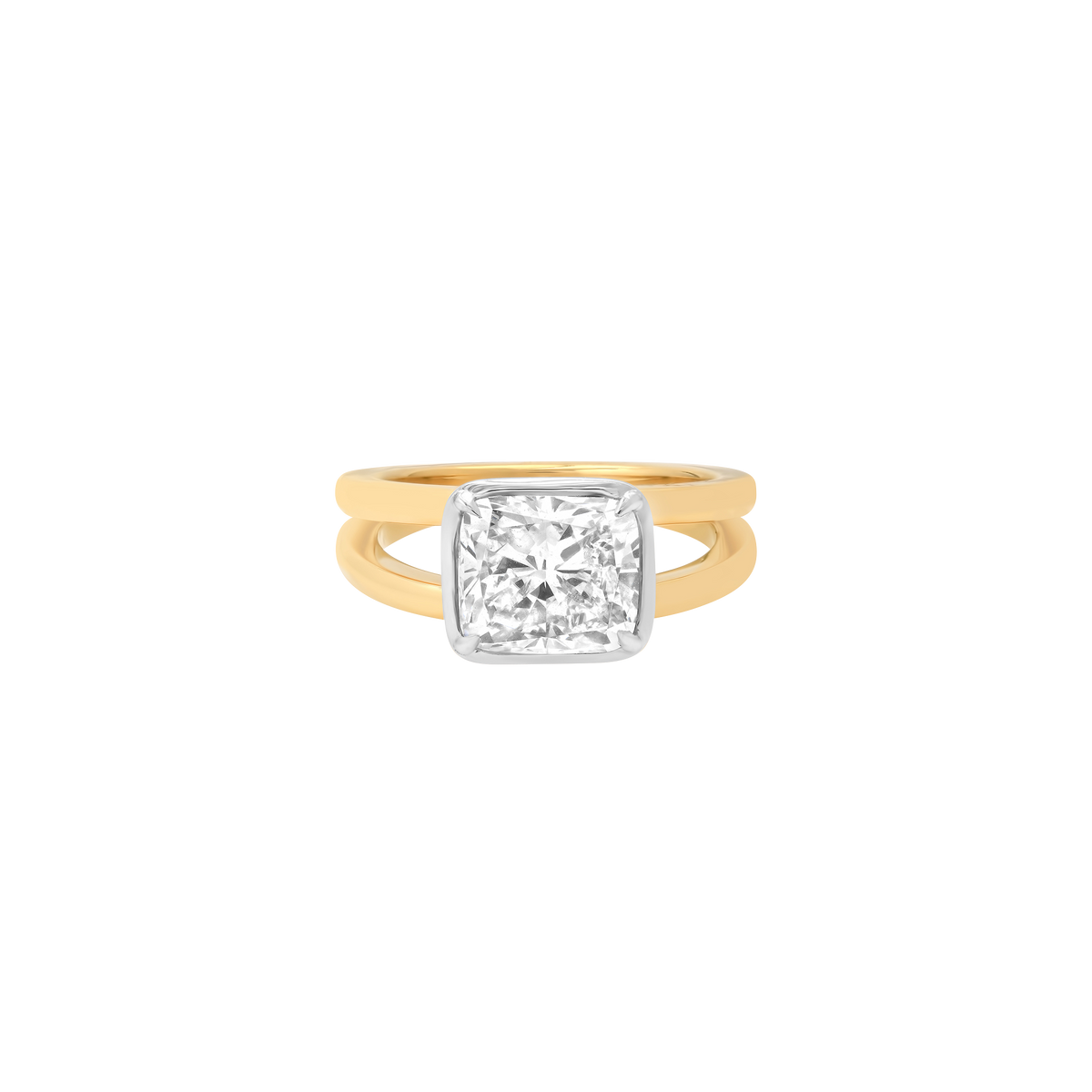 Essence Gold & Cushion Diamond Double Band Ring