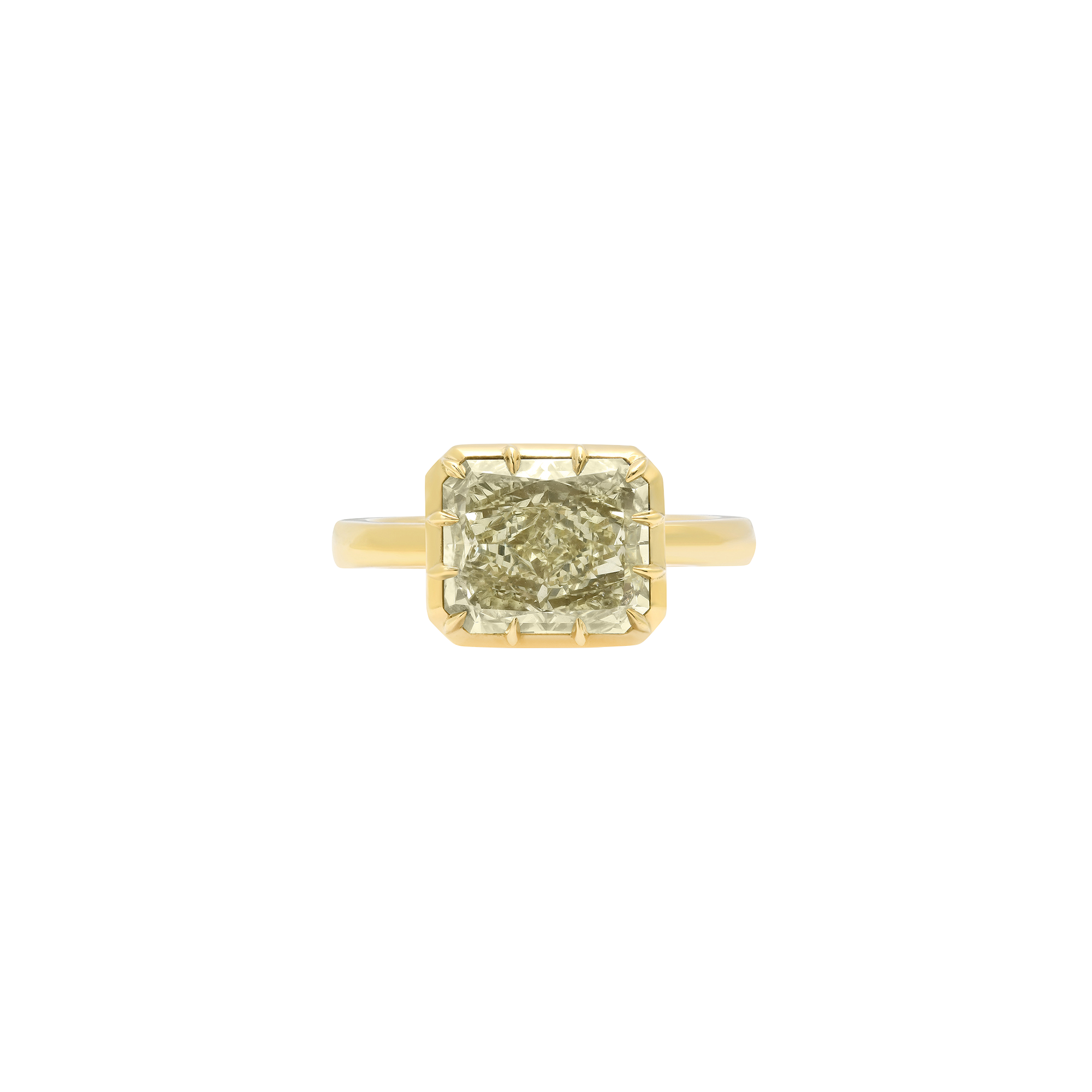 Essence Gold & Rectangular Diamond Single Band Ring