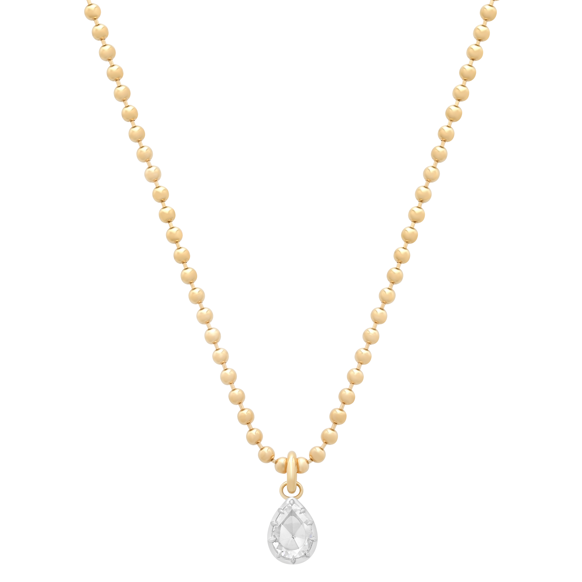Essence Gold & Diamond Pear Thick Bead 18" Necklace