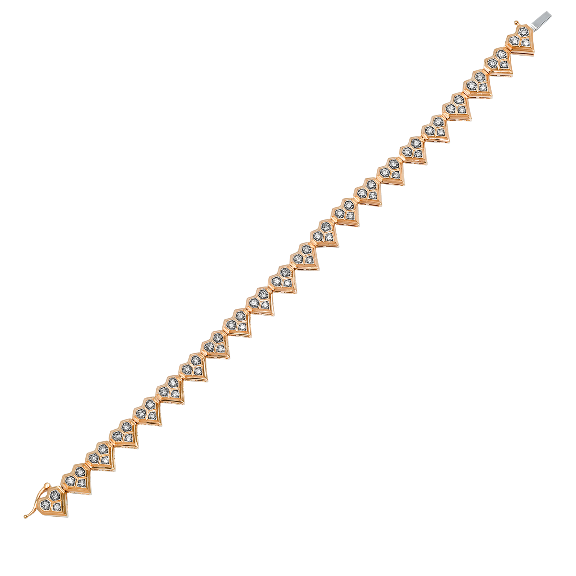Honey Comb Gold & Diamond Heart Bracelet
