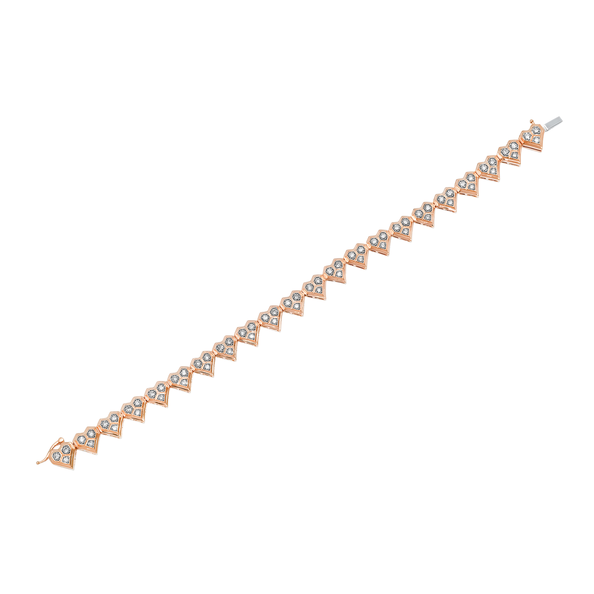 Honey Comb Gold & Diamond Heart Bracelet