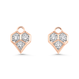 Honey Comb Gold and Diamond Heart Earring Charms