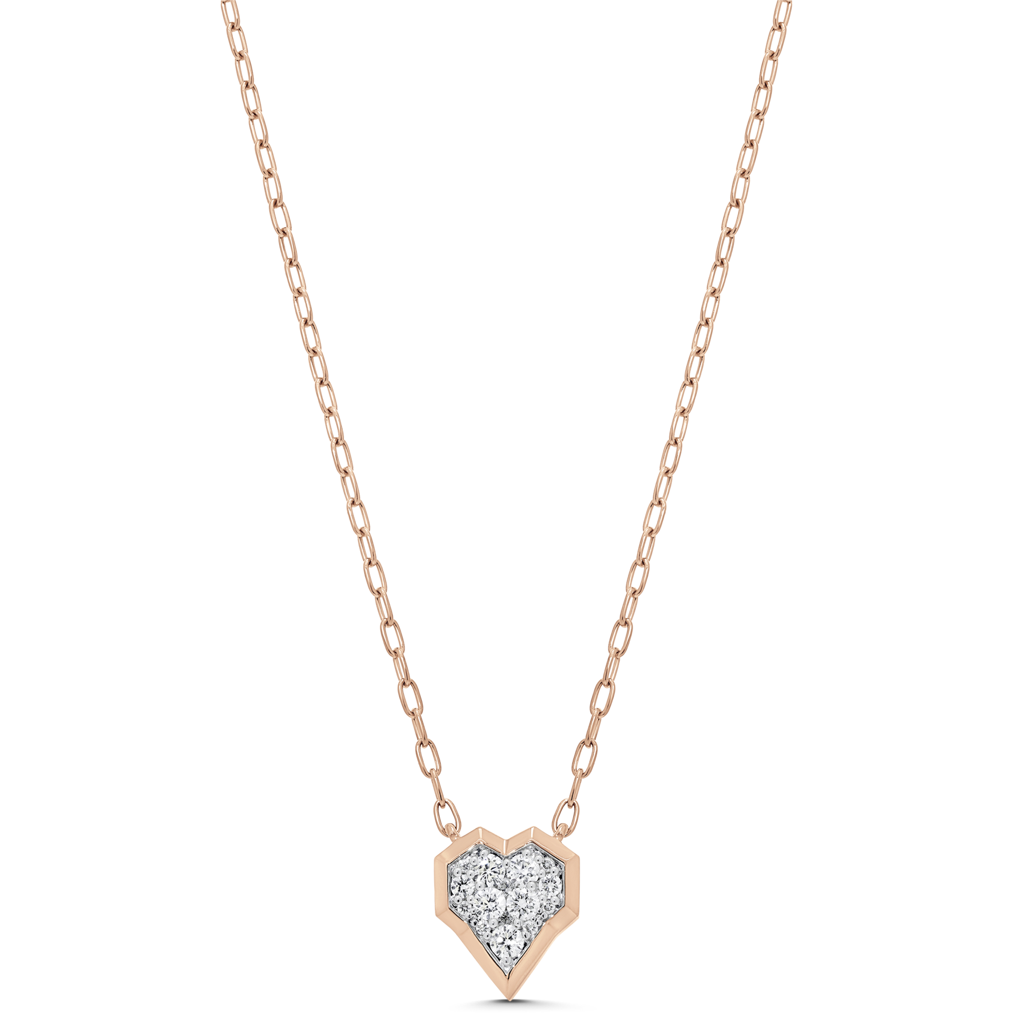 Honey Comb Gold and Diamond Heart Necklace