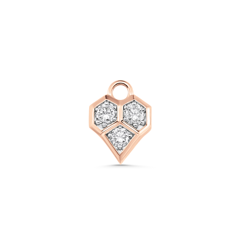 Honey Comb Gold and Diamond Heart Pendant Charm