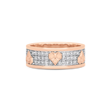 Honey Comb Gold and Diamond Heart Pave Ring